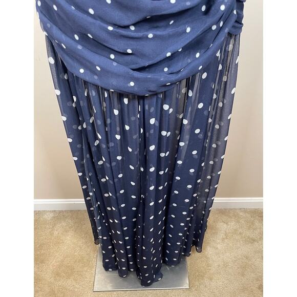 Retrofete Annalise Strapless Polkadot Ruched Navy Blue Maxi Dress Size XS - Picture 5 of 14